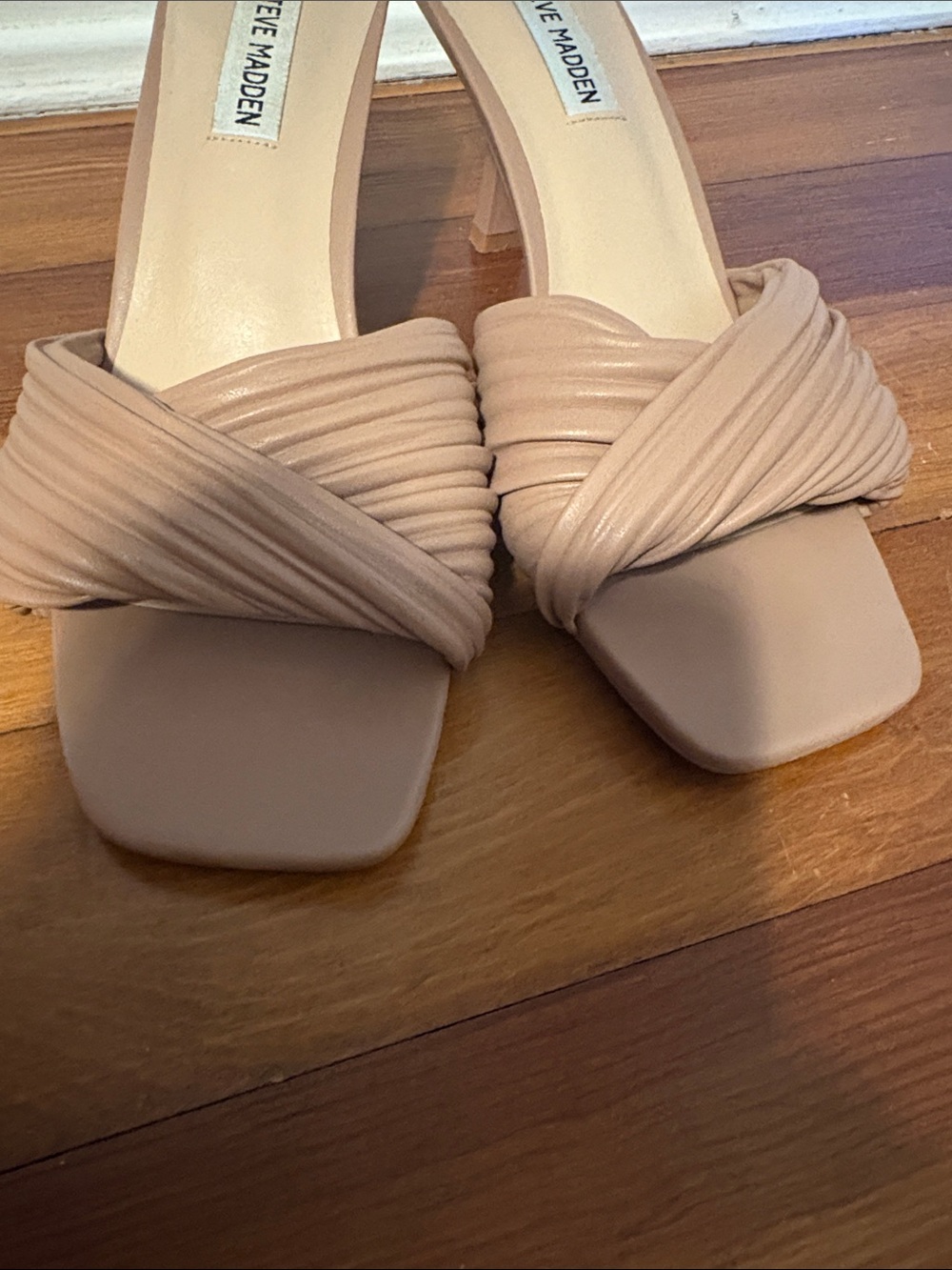 Steve Madden Taupe Braided Strap Kitten Heel Mules Size 9 - Picture 6 of 7